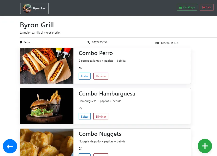 Admin menu