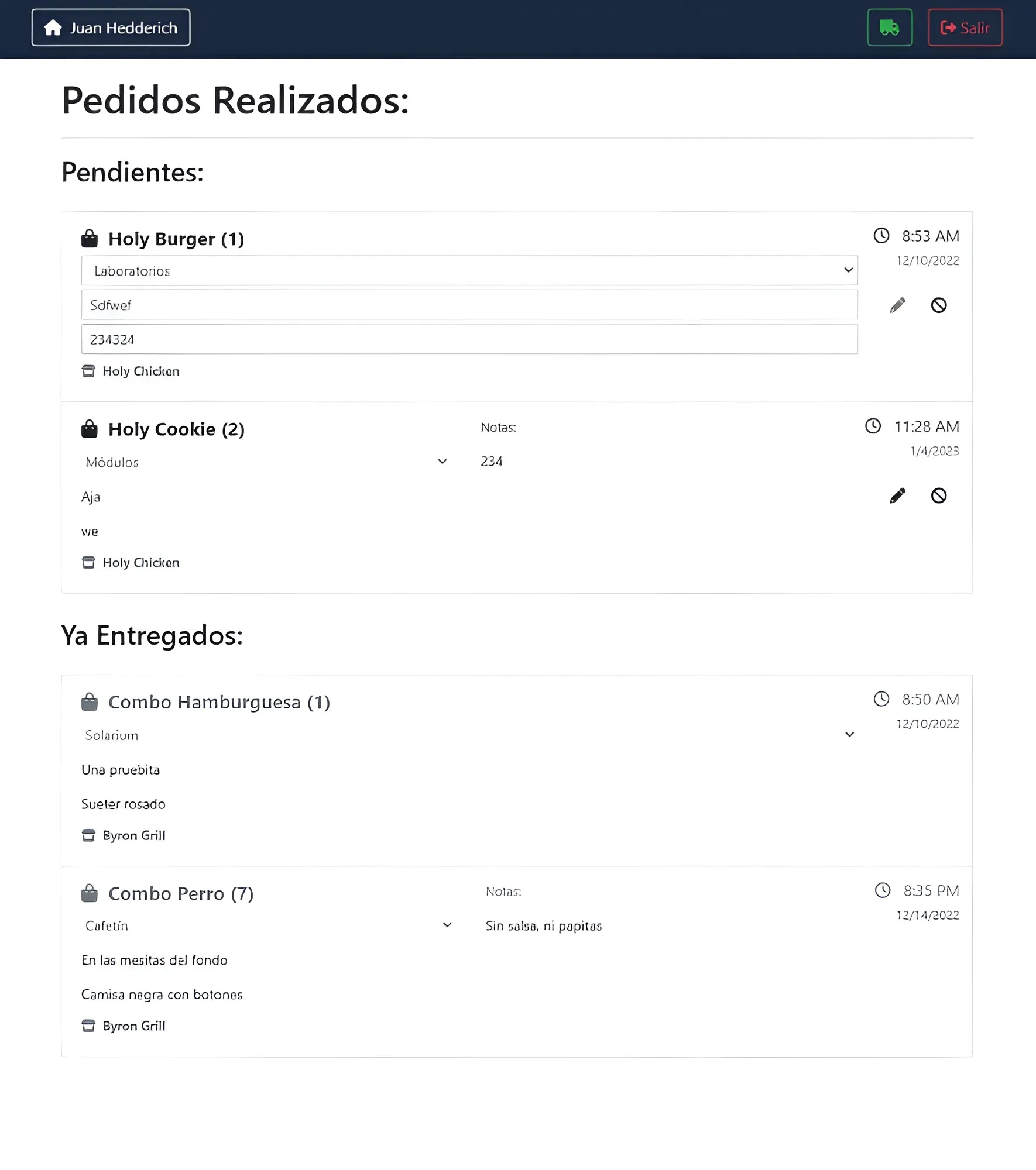 Admin orders