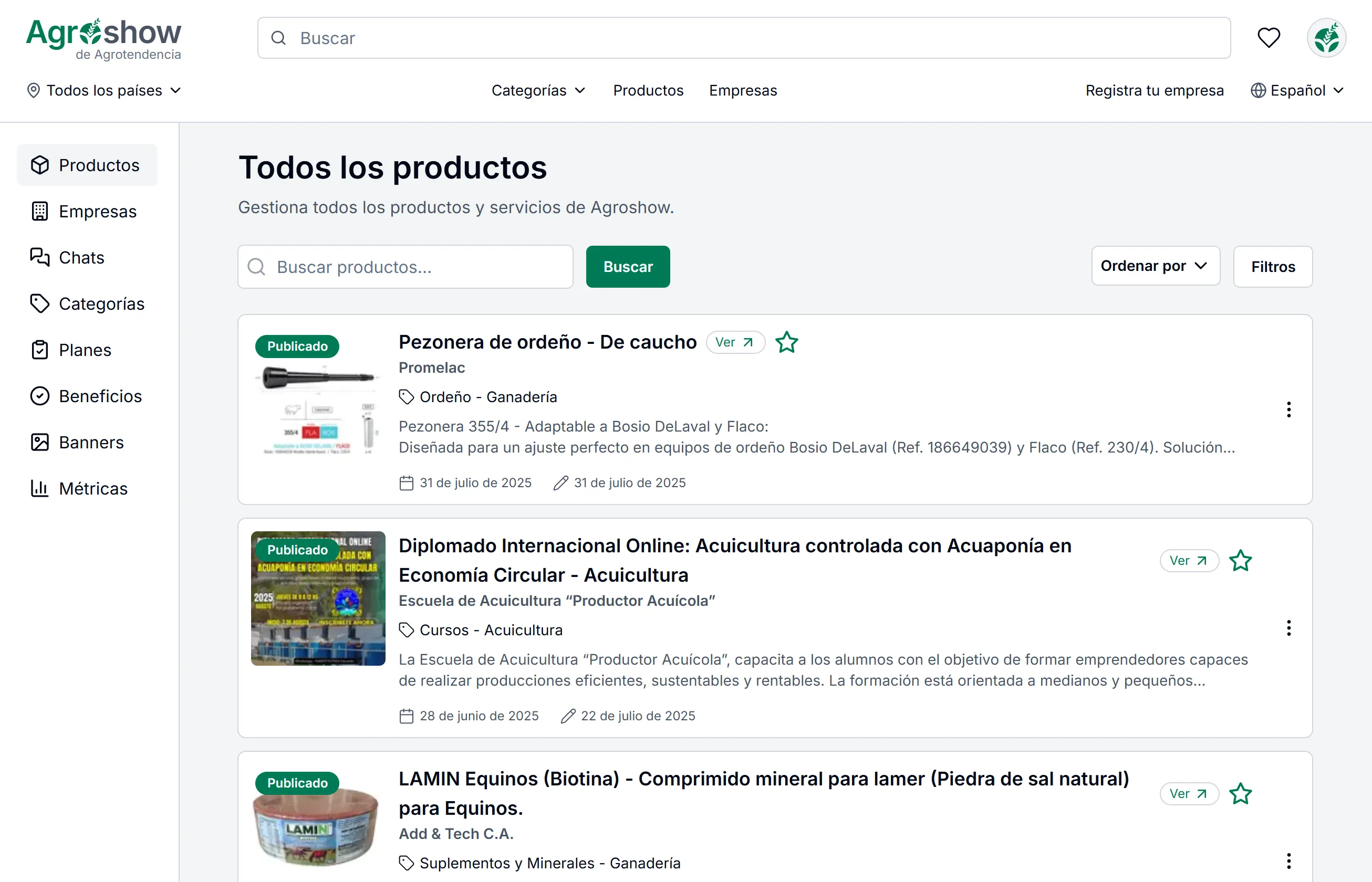 Agroshow admin dashboard