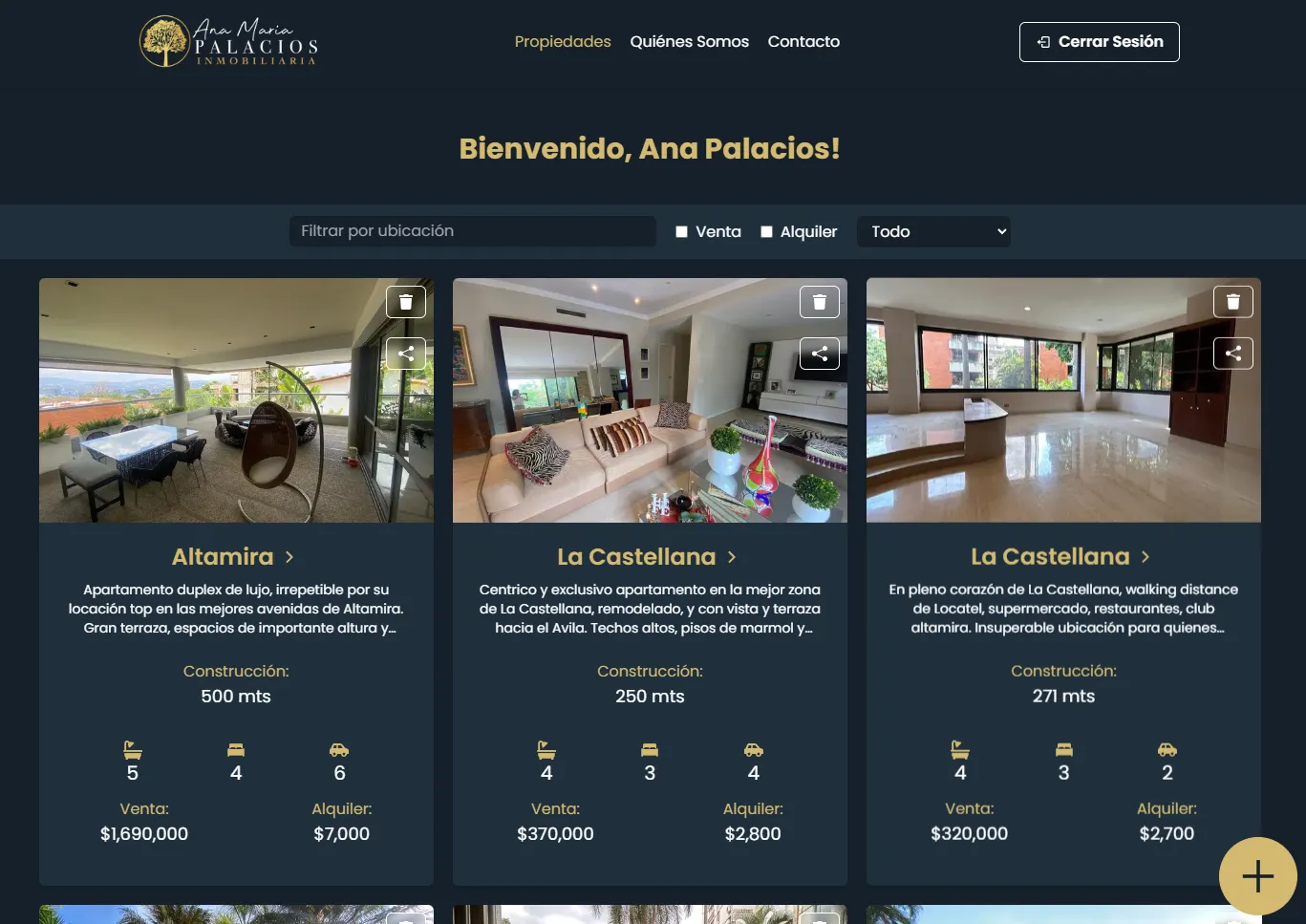 Admin dashboard