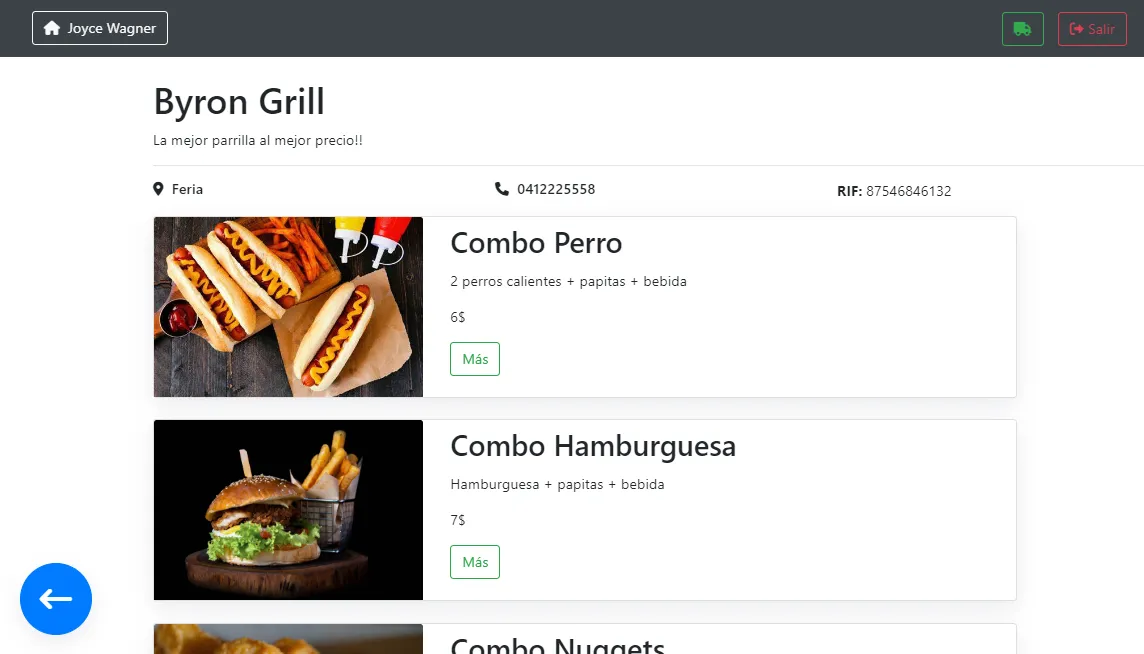 Vendor menu