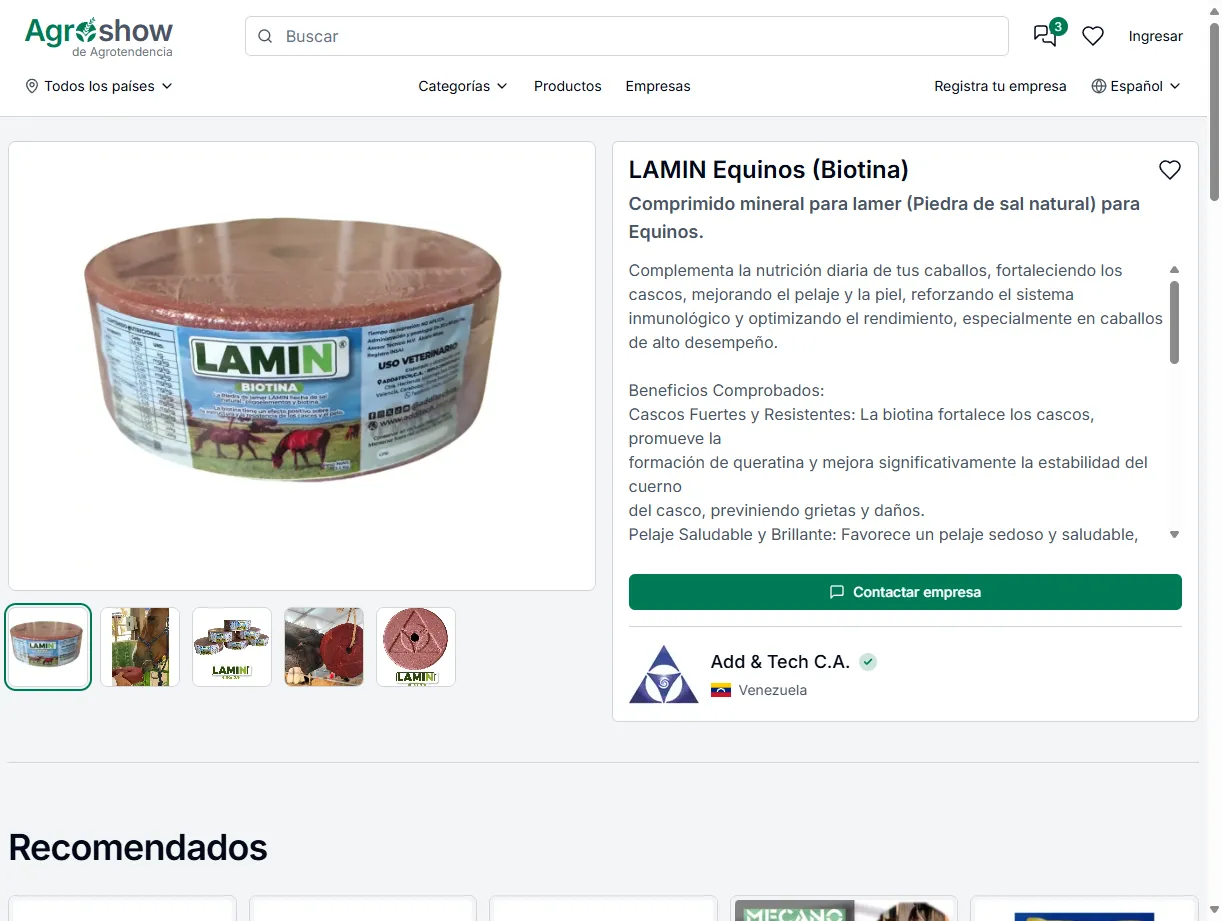 Agroshow product catalog UI